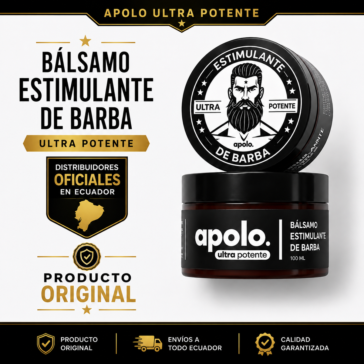 Bálsamo para Crecimiento de Barba Ultra Potente con Minoxidil 20% | 100mL